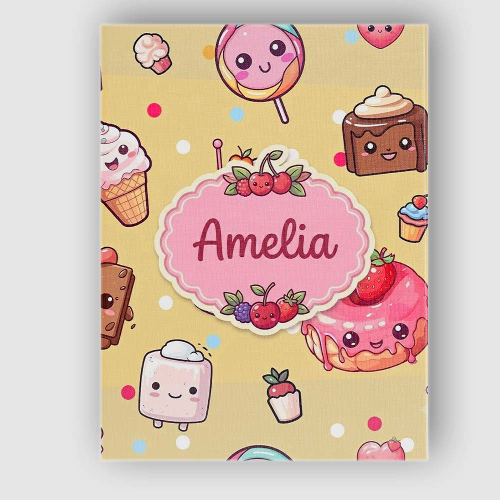 Personalised Name Cute Kawaii Dessert Cake Custom Unique Gift Idea Elegant Feature Canvas Wall Art Print Decor Picture Ready to Hang