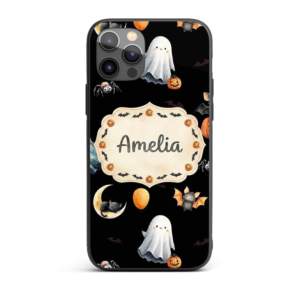 Halloween Vampire Ghost Bat Pumpkin Character Custom Name Protective Phone Case Mobile Cover Durable Everyday Smartphone Shock Resistant