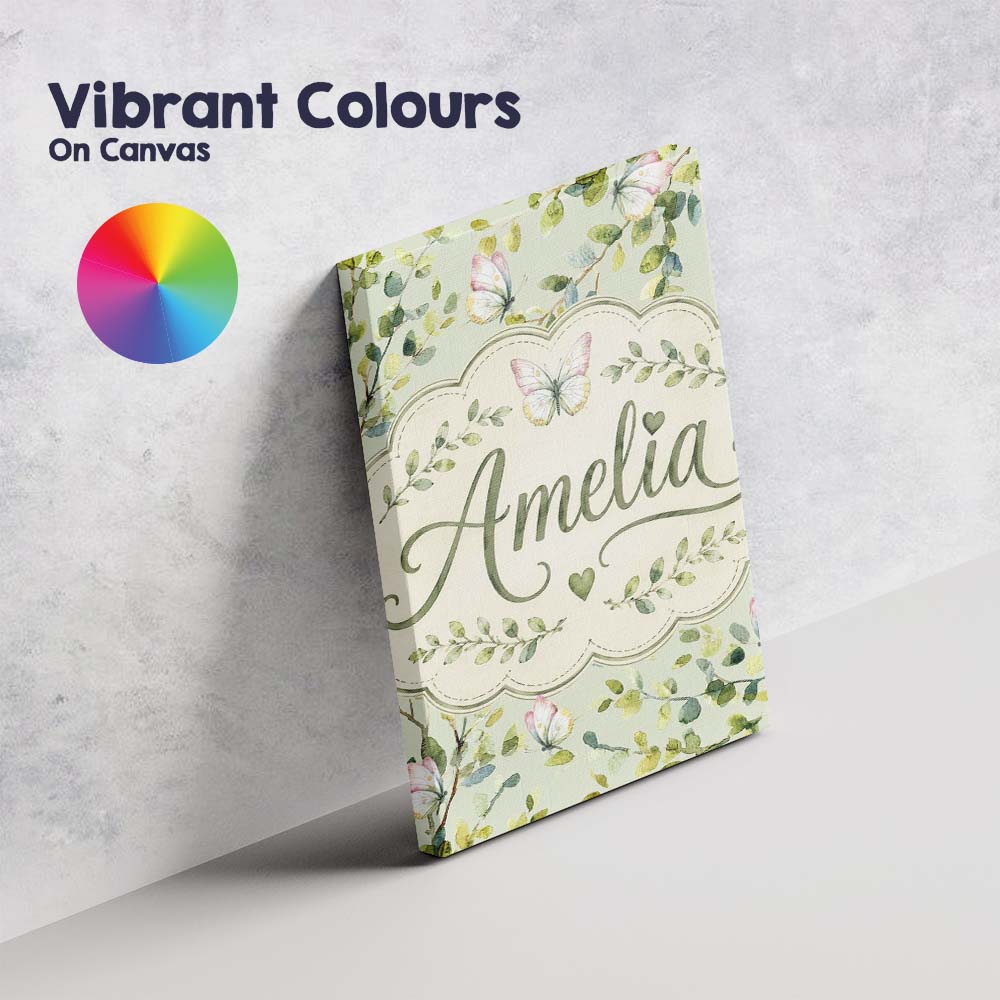 Personalised Name Watercolor Butterflies Custom Unique Gift Idea Elegant Feature Canvas Wall Art Print Decor Picture Ready to Hang