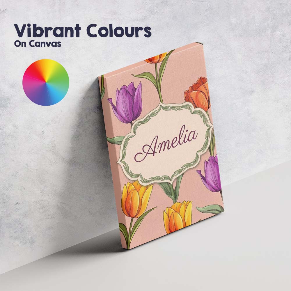 Personalised Name Elegant Tulip Floral Custom Unique Gift Idea Modern Room Accent Canvas Wall Art Print Decor Picture Ready to Hang