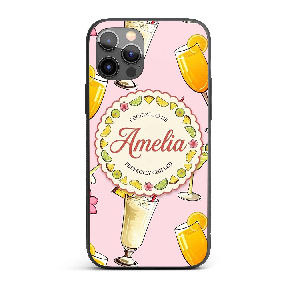 Tropical Cocktail Drinks Seamless Pattern Soft Custom Name Protective Phone Case Mobile Cover Durable Everyday Smartphone Shock Resistant