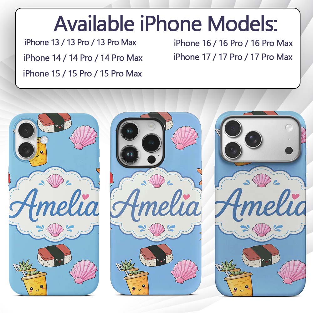 Cute Summer Chihuahua Dog Cartoon Printed Design Custom Name Protective Phone Case Mobile Cover Durable Everyday Smartphone Shock Resistant