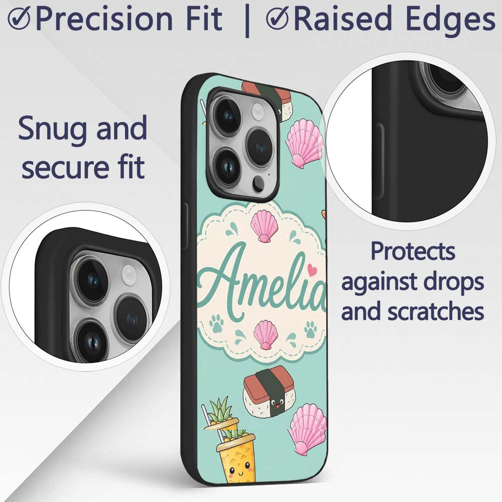 Summer Chihuahua Dog Sunglasses Kawaii Beach Teal Custom Name Protective Phone Case Mobile Cover Durable Everyday Smartphone Shock Resistant
