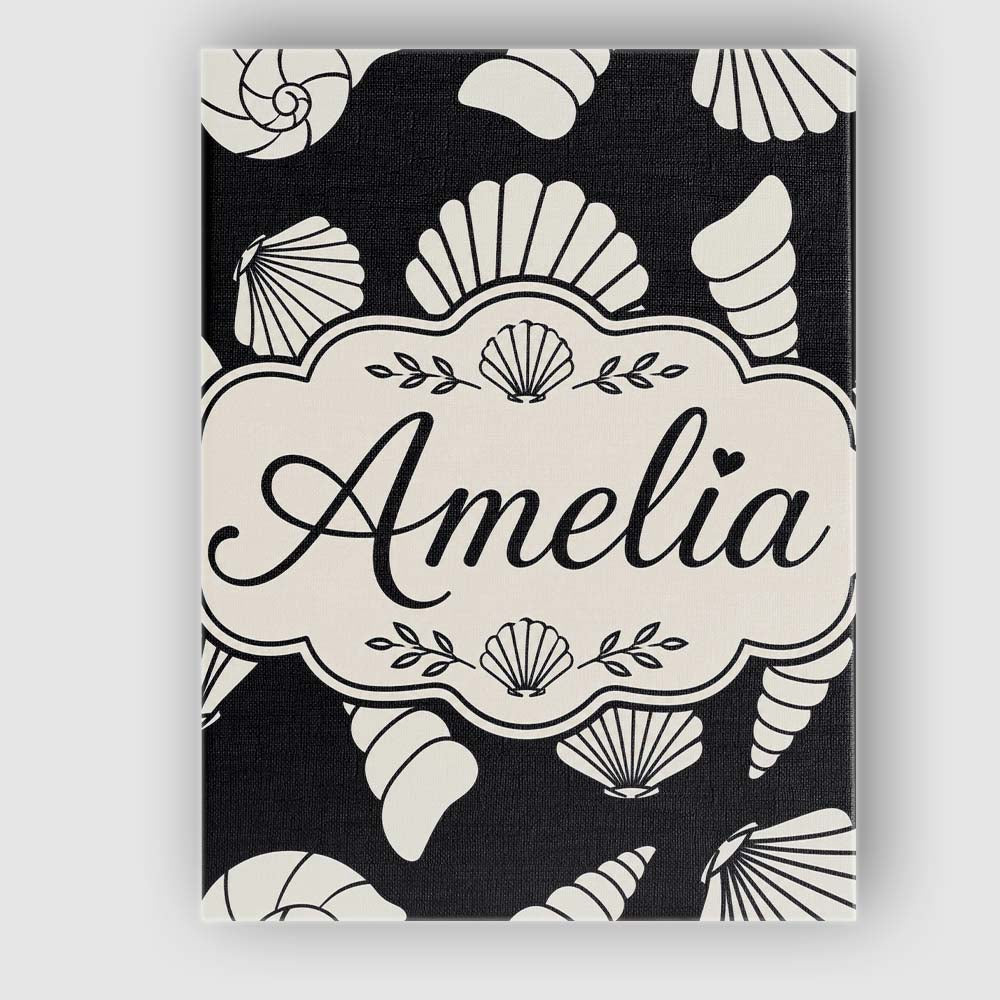 Personalised Name Minimal Seashell Pattern Custom Unique Gift Idea Elegant Feature Canvas Wall Art Print Decor Picture Ready to Hang