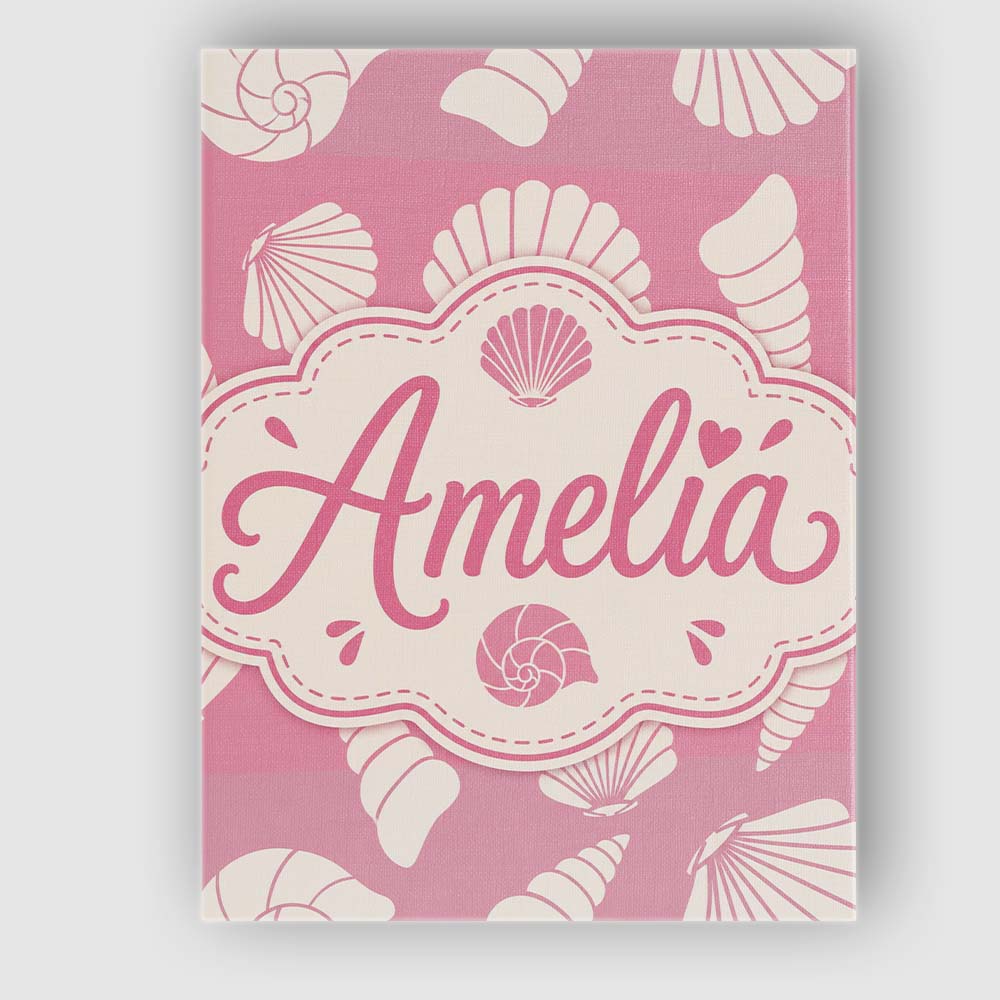 Personalised Name Minimal Seashell Pattern Custom Unique Gift Idea Elegant Feature Canvas Wall Art Print Decor Picture Ready to Hang