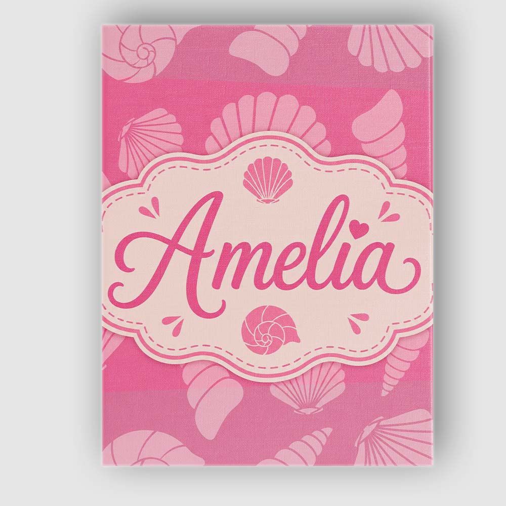Personalised Name Minimal Seashell Pattern Custom Unique Gift Idea Elegant Feature Canvas Wall Art Print Decor Picture Ready to Hang