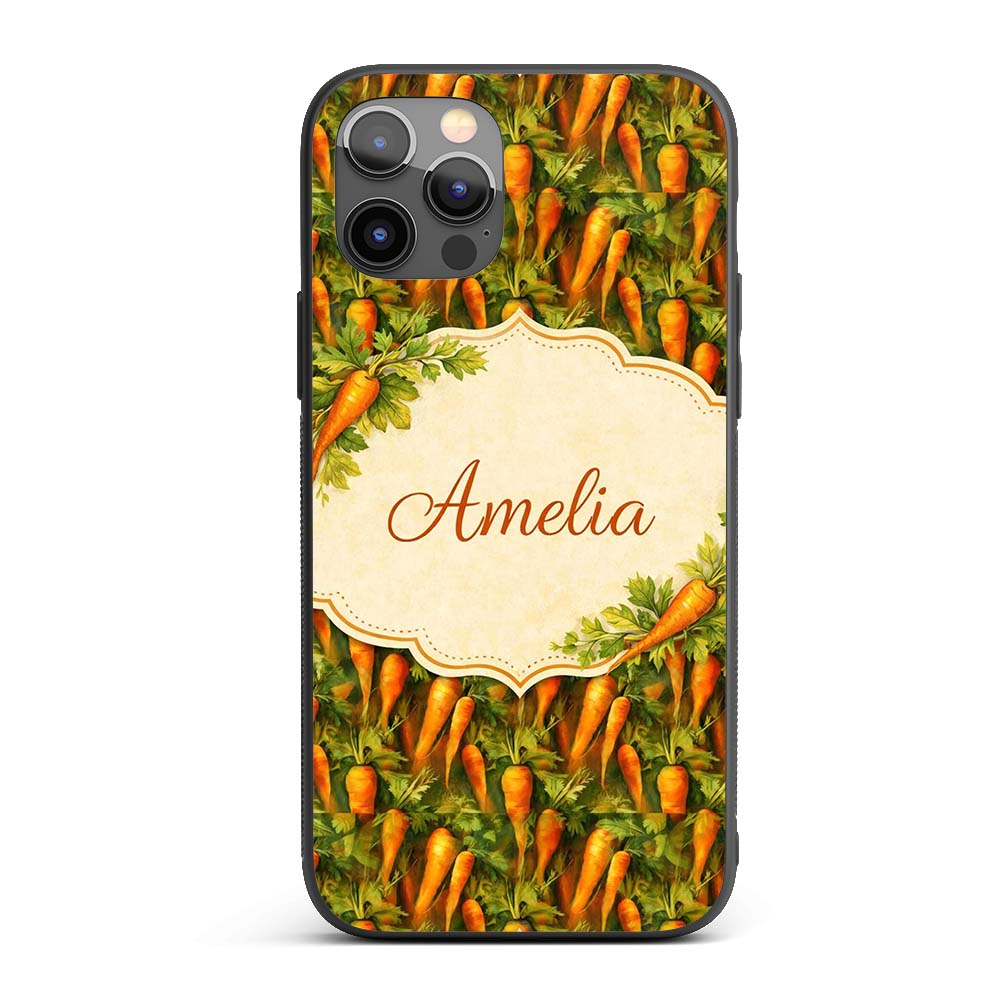 Painterly Rustic Carrot Harvest Printed Design Custom Name Protective Phone Case Mobile Cover Durable Everyday Smartphone Shock Resistant