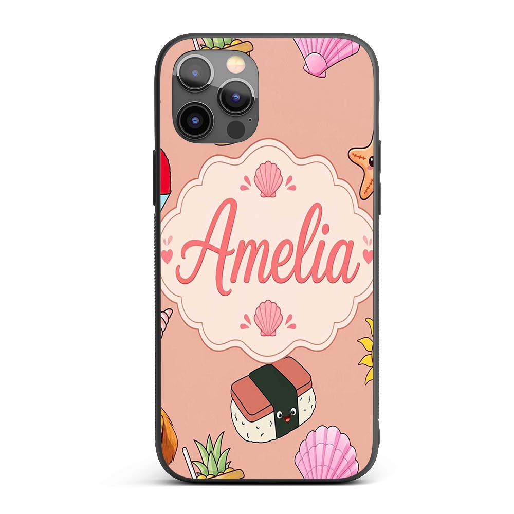 Cute Summer Dog Sunglasses Ice Cream Starfish Custom Name Protective Phone Case Mobile Cover Durable Everyday Smartphone Shock Resistant