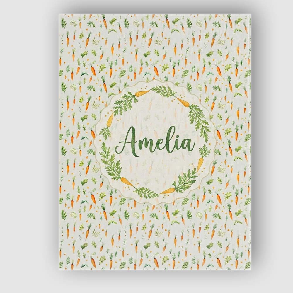 Personalised Name Delicate Watercolor Carrot and Herb Botanical Custom Statement Canvas Wall Art Print Decor Picture Ready to Hang