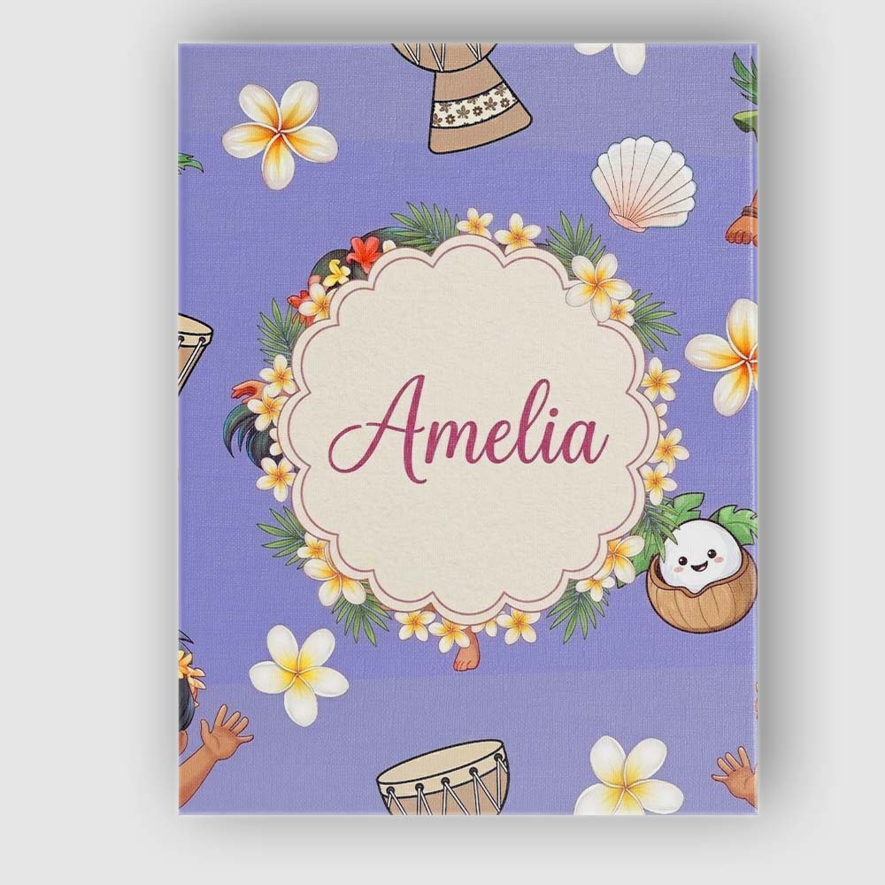 Personalised Name Cute Hula Girl Purple Custom Modern Room Accent Elegant Feature Canvas Wall Art Print Decor Picture Ready to Hang