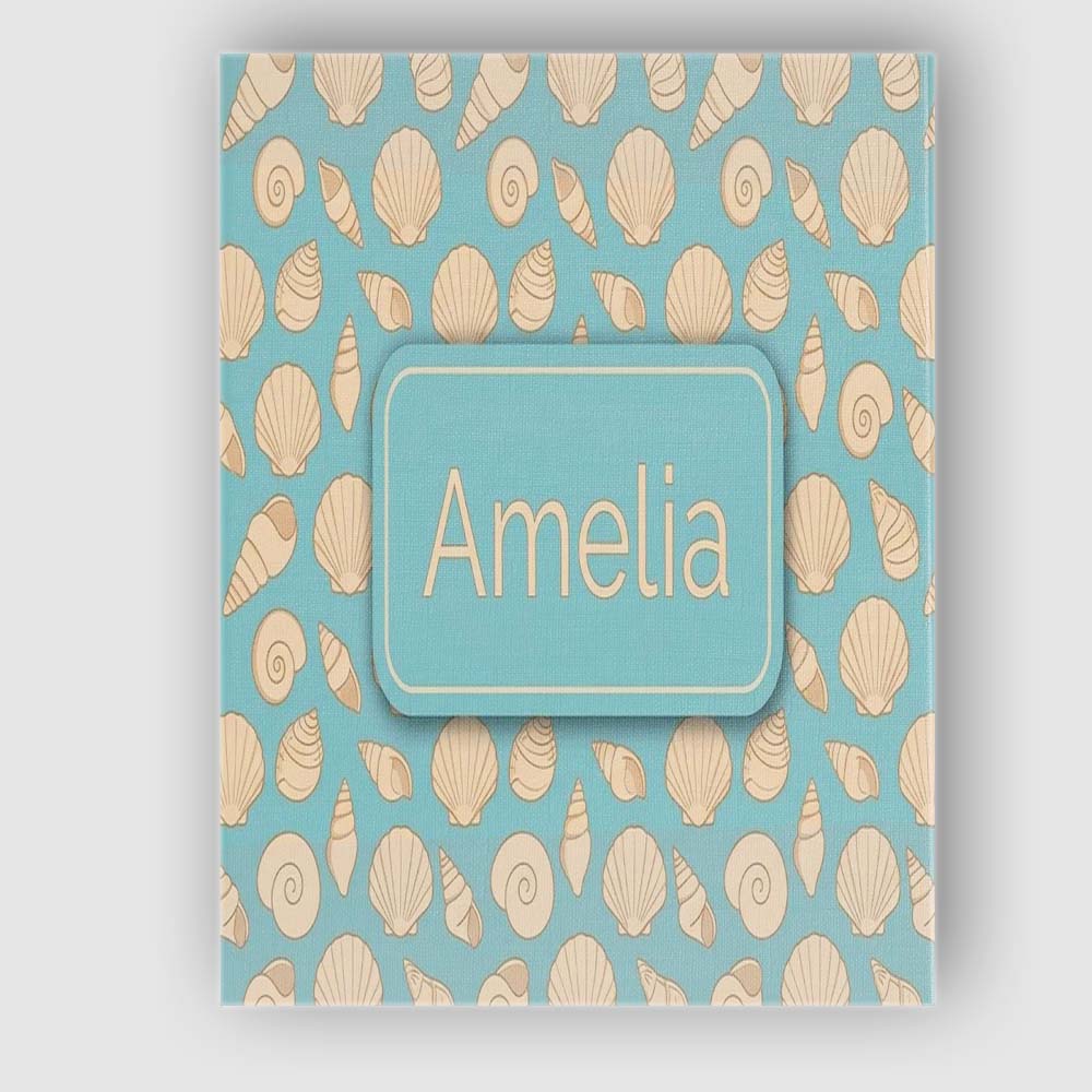 Personalised Name Minimal Sea Shells Blue Custom Unique Gift Idea Elegant Feature Canvas Wall Art Print Decor Picture Ready to Hang