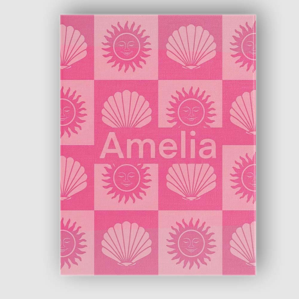 Personalised Name Boho Sun And Shells Custom Modern Room Accent Creative Decorator Style Canvas Wall Art Print Decor Picture Ready to Hang