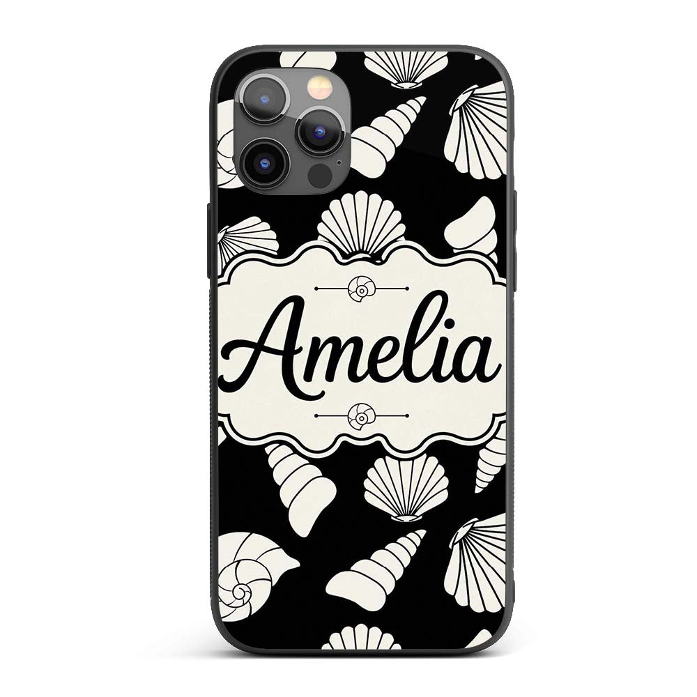 Light Neutral Seashell Coastal Minimal Seamless Custom Name Protective Phone Case Mobile Cover Durable Everyday Smartphone Shock Resistant