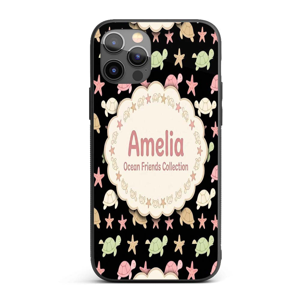 Cute Sea Turtles And Starfish Ocean Seamless Custom Name Protective Phone Case Mobile Cover Durable Everyday Smartphone Shock Resistant