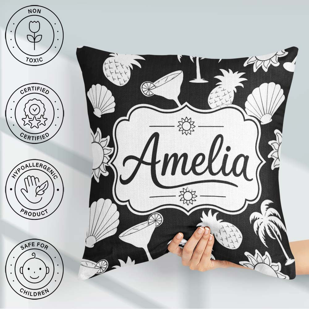 Custom Name Soft Grey Minimal Background Subtle Texture Seamless Square Filled Cushion Throw Pillow Sofa Bed Home Decor Zip Washable UK Made
