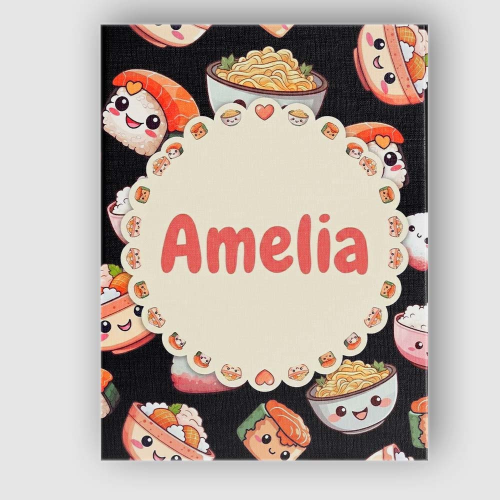 Personalised Name Cute Kawaii Sushi Rice Custom Unique Gift Idea Elegant Feature Canvas Wall Art Print Decor Picture Ready to Hang