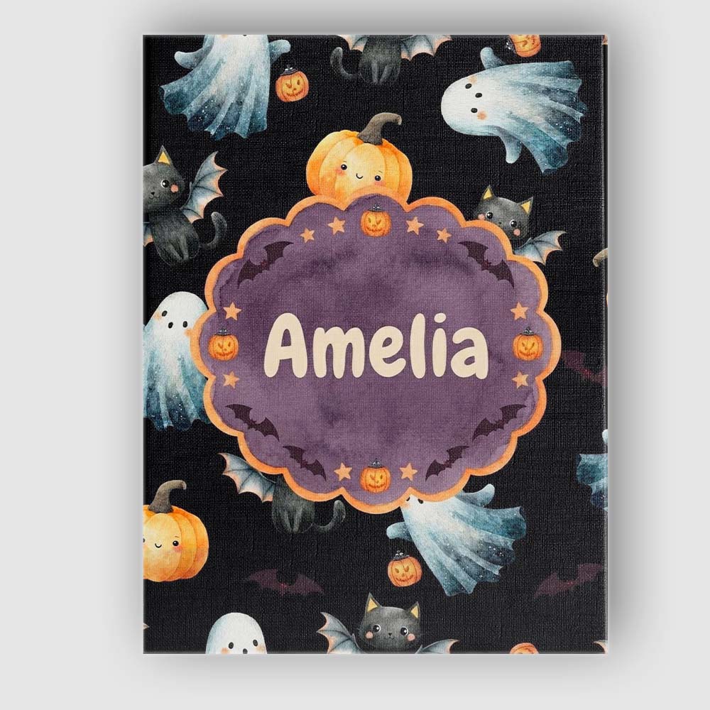 Personalised Name Cute Watercolor Ghost Custom Modern Room Accent Elegant Feature Canvas Wall Art Print Decor Picture Ready to Hang