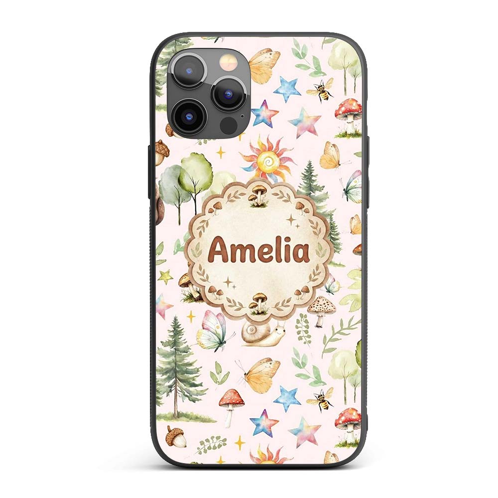Woodland Deer Owl Mushrooms and Stars on Soft Custom Name Protective Phone Case Mobile Cover Durable Everyday Smartphone Shock Resistant