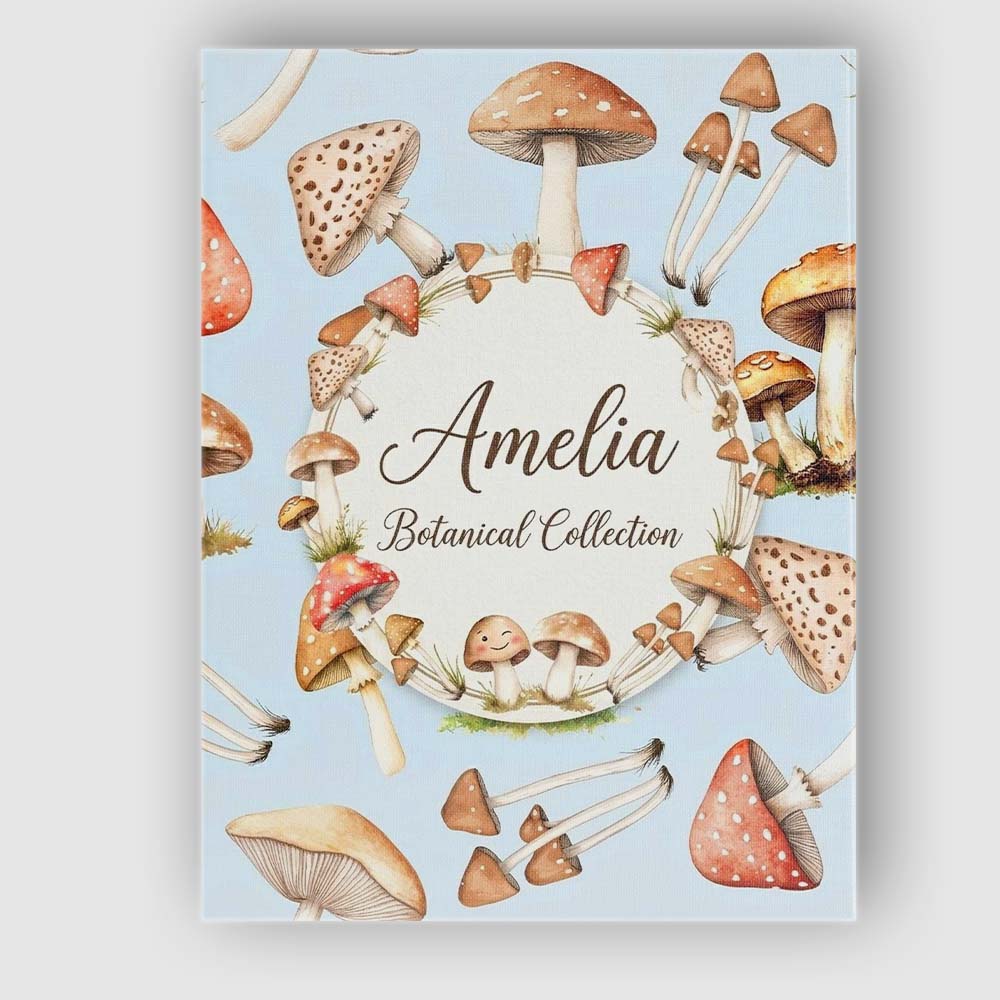 Personalised Name Watercolor Mushrooms Custom Modern Room Accent Elegant Feature Canvas Wall Art Print Decor Picture Ready to Hang