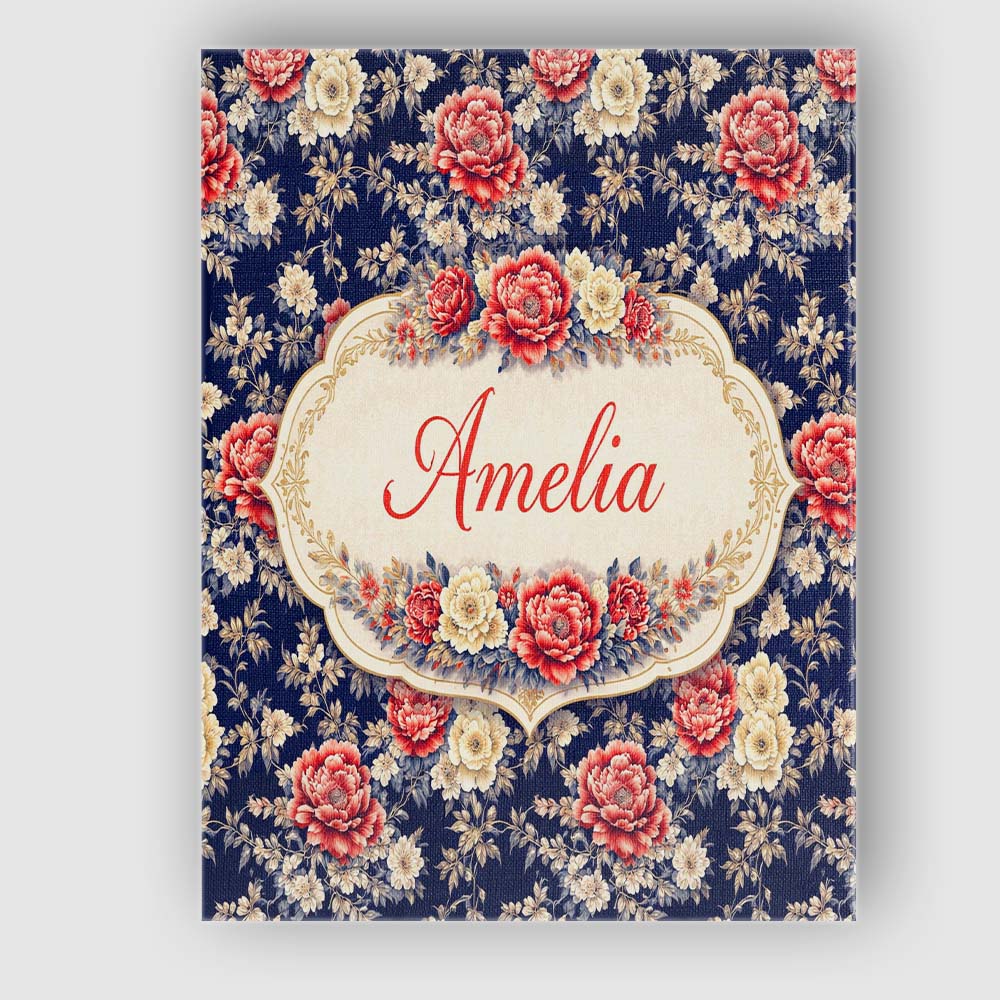 Personalised Name Antique Style Cream Floral Botanical Seamless Custom Statement Canvas Wall Art Print Decor Picture Ready to Hang