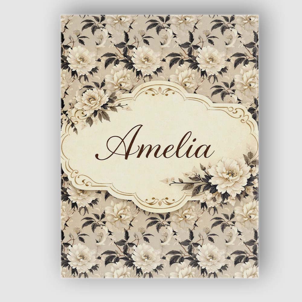 Personalised Name Timeless Botanical Floral Ivory Background Classic Custom Home Canvas Wall Art Print Decor Picture Ready to Hang