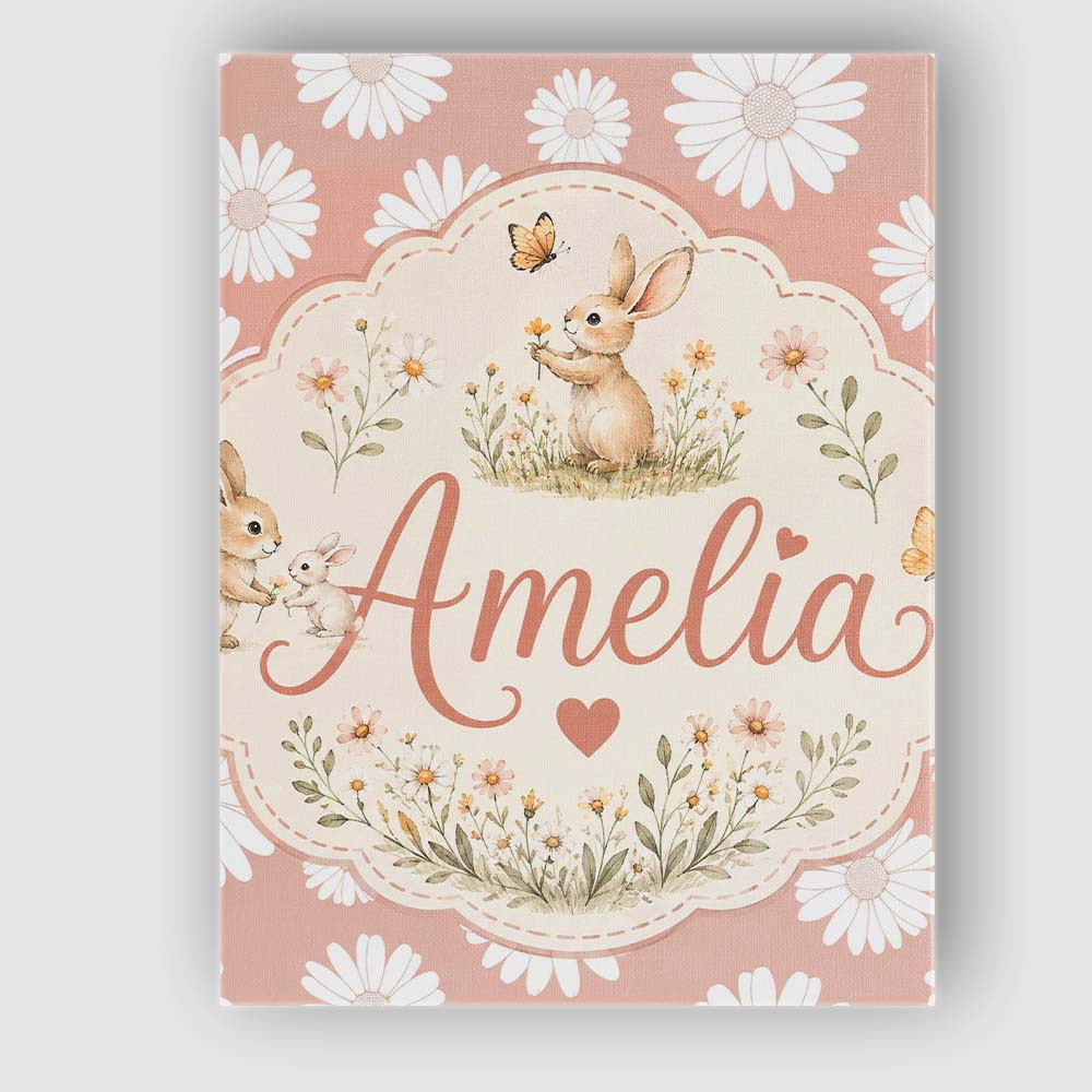 Personalised Name Peach Background White Custom Unique Gift Idea Elegant Feature Canvas Wall Art Print Decor Picture Ready to Hang
