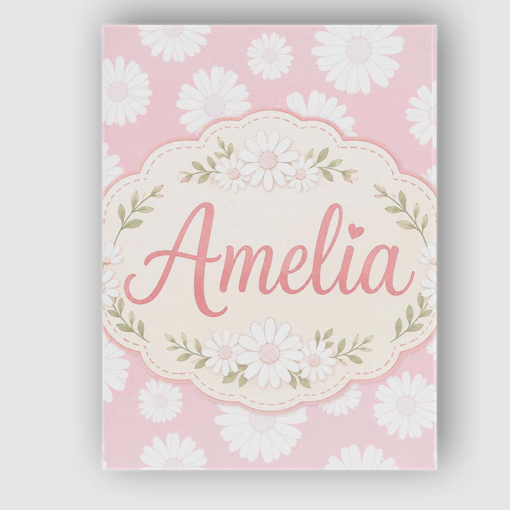 Personalised Name Soft Pink Daisy Floral Custom Unique Gift Idea Elegant Feature Canvas Wall Art Print Decor Picture Ready to Hang