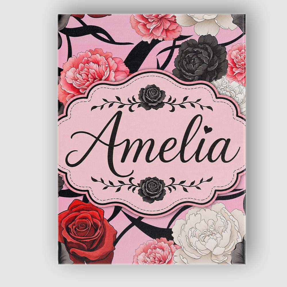 Personalised Name Soft Pink Background Red Custom Unique Gift Idea Elegant Feature Canvas Wall Art Print Decor Picture Ready to Hang