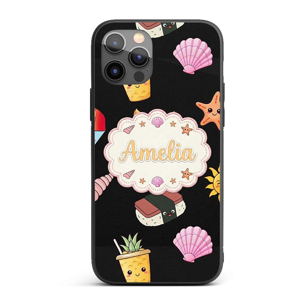 Cute Cartoon Dog Sunglasses Summer Fun Kawaii Custom Name Protective Phone Case Mobile Cover Durable Everyday Smartphone Shock Resistant