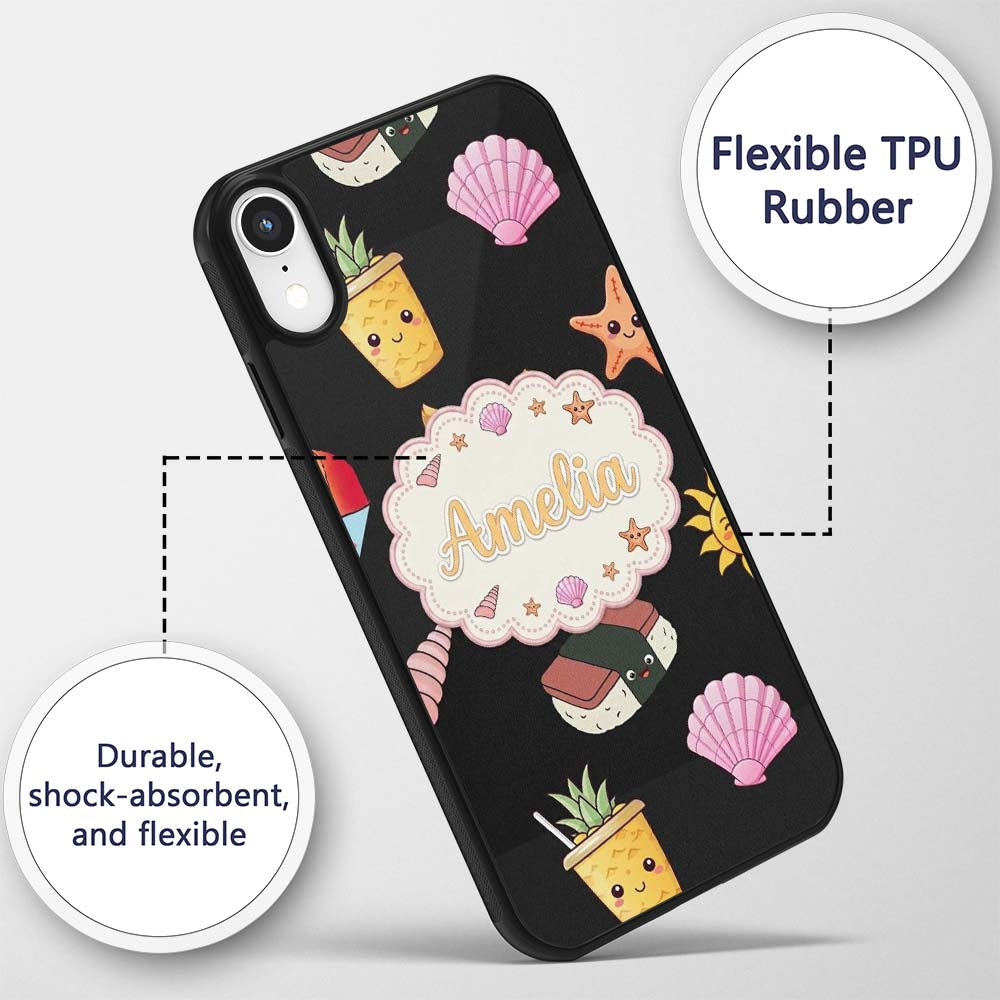 Cute Cartoon Dog Sunglasses Summer Fun Kawaii Custom Name Protective Phone Case Mobile Cover Durable Everyday Smartphone Shock Resistant