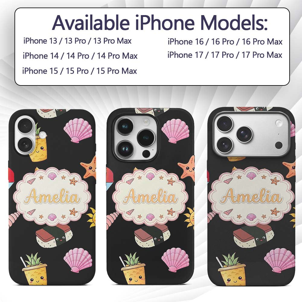 Cute Cartoon Dog Sunglasses Summer Fun Kawaii Custom Name Protective Phone Case Mobile Cover Durable Everyday Smartphone Shock Resistant