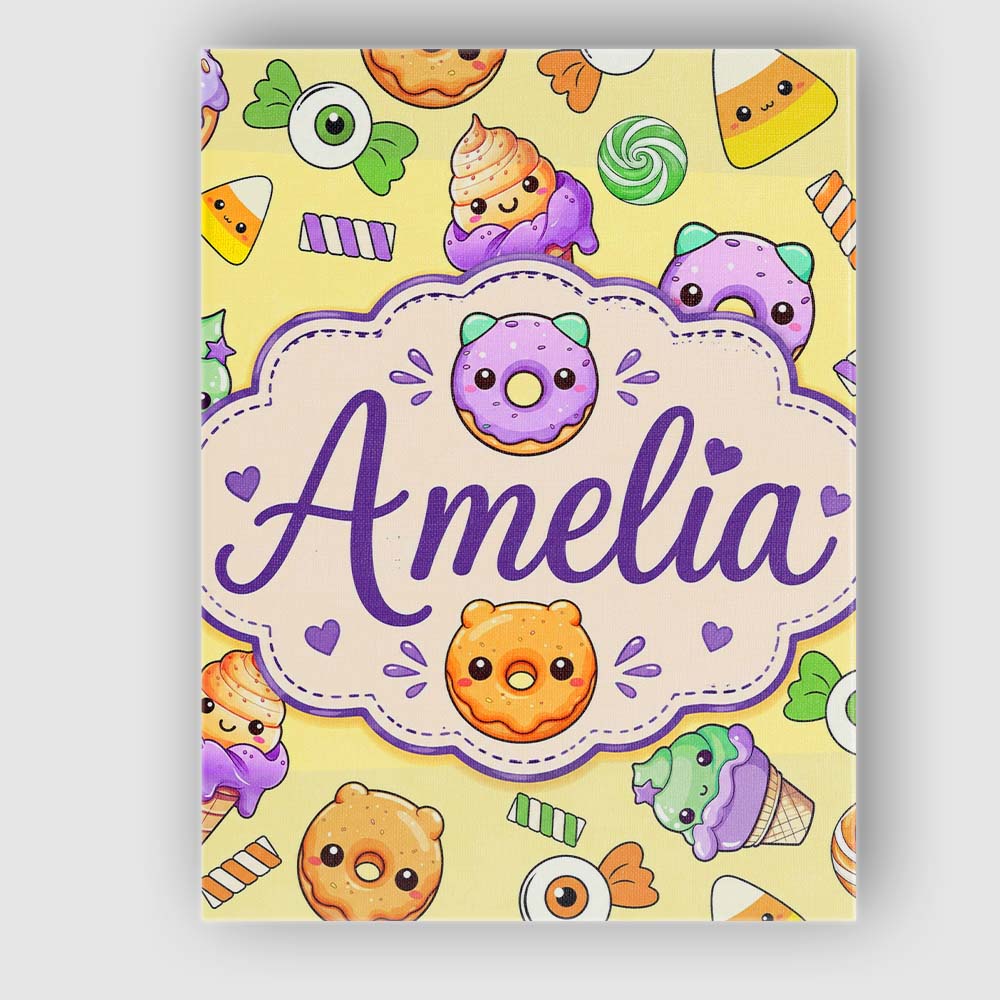 Personalised Name Cute Halloween Sweet Custom Modern Room Accent Elegant Feature Canvas Wall Art Print Decor Picture Ready to Hang
