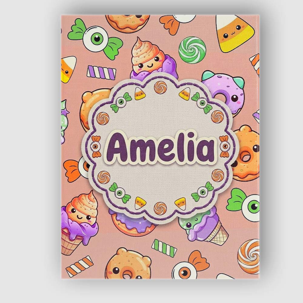Personalised Name Cute Halloween Sweet Custom Modern Room Accent Elegant Feature Canvas Wall Art Print Decor Picture Ready to Hang