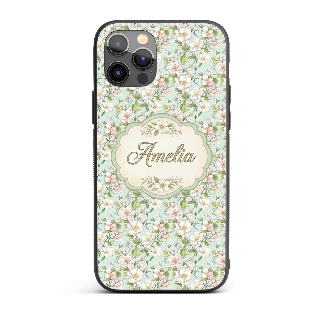 Delicate Cherry Blossom Pastel Floral Seamless Custom Name Protective Phone Case Mobile Cover Durable Everyday Smartphone Shock Resistant