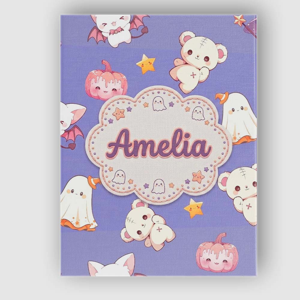 Personalised Name Cute Halloween Bunny Custom Modern Room Accent Elegant Feature Canvas Wall Art Print Decor Picture Ready to Hang