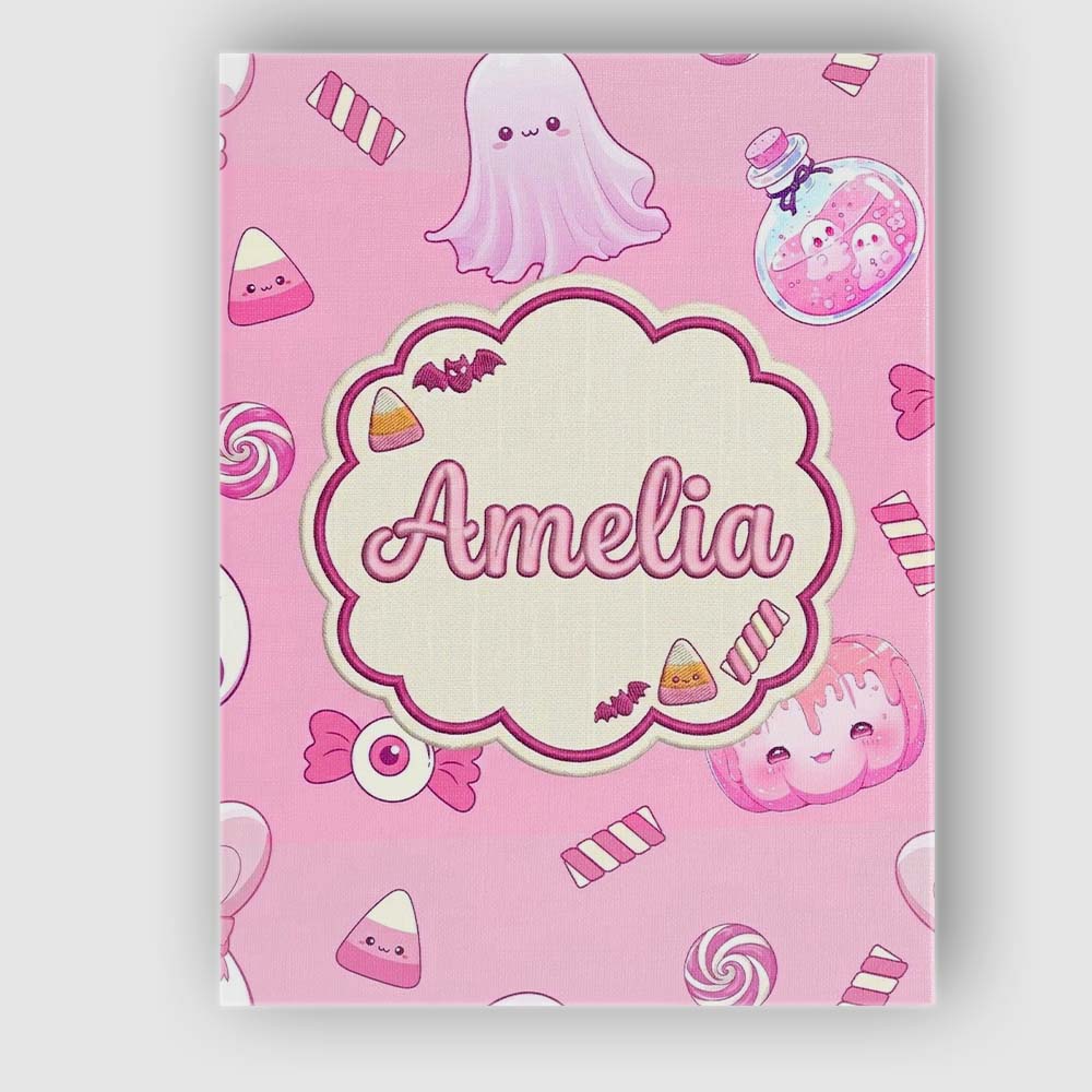 Personalised Name Kawaii Halloween Bunny Custom Unique Gift Idea Elegant Feature Canvas Wall Art Print Decor Picture Ready to Hang