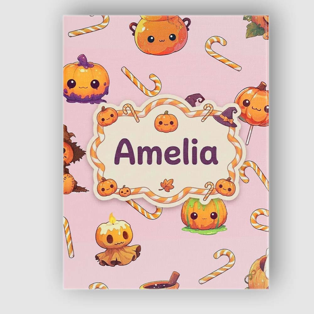 Personalised Name Cute Kawaii Halloween Custom Modern Room Accent Elegant Feature Canvas Wall Art Print Decor Picture Ready to Hang