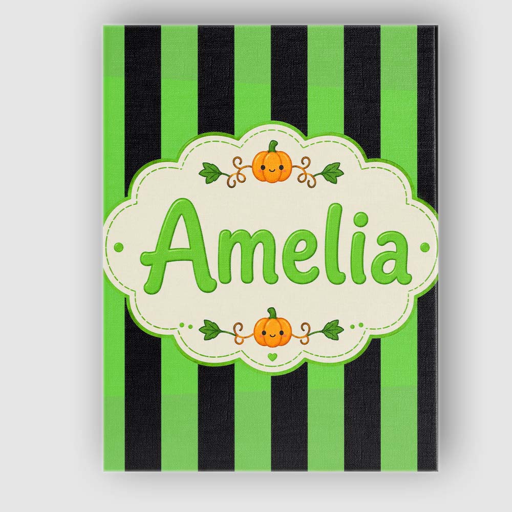 Personalised Name Bold Wavy Green Black Custom Modern Room Accent Elegant Feature Canvas Wall Art Print Decor Picture Ready to Hang