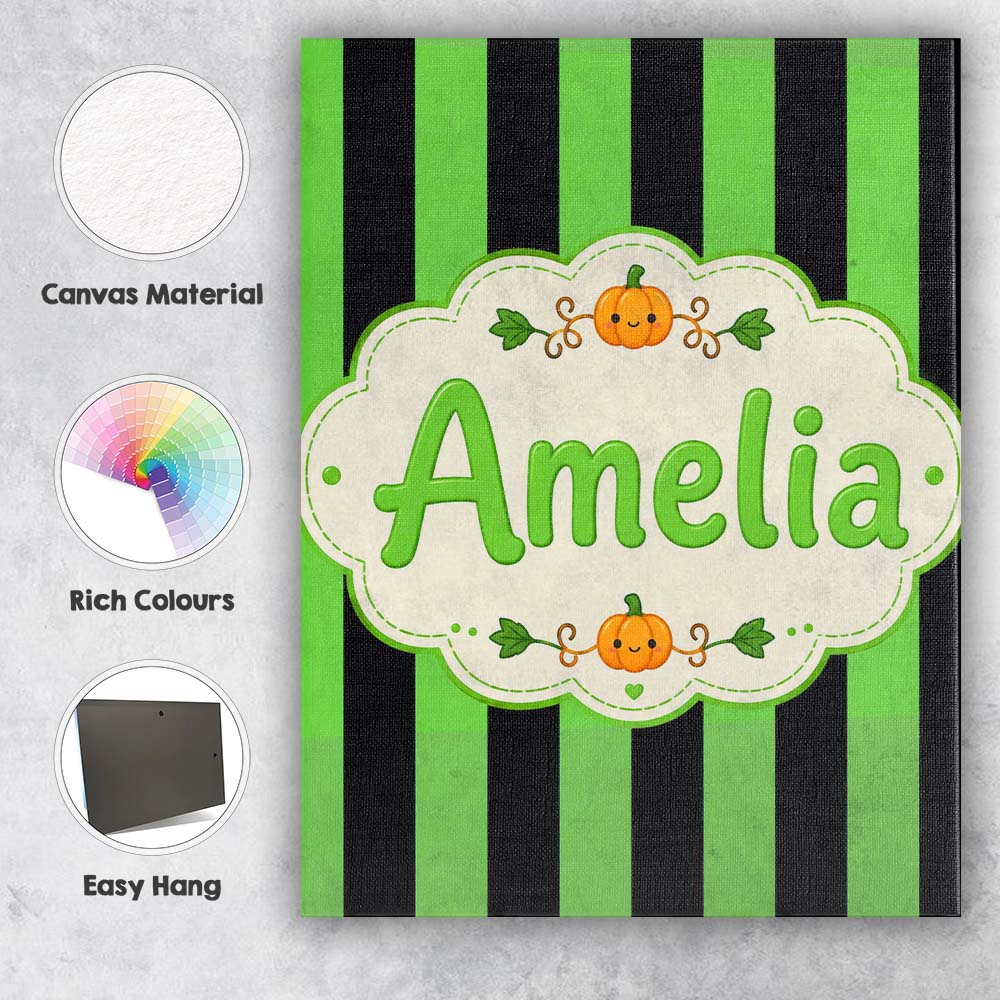 Personalised Name Bold Wavy Green Black Custom Modern Room Accent Elegant Feature Canvas Wall Art Print Decor Picture Ready to Hang