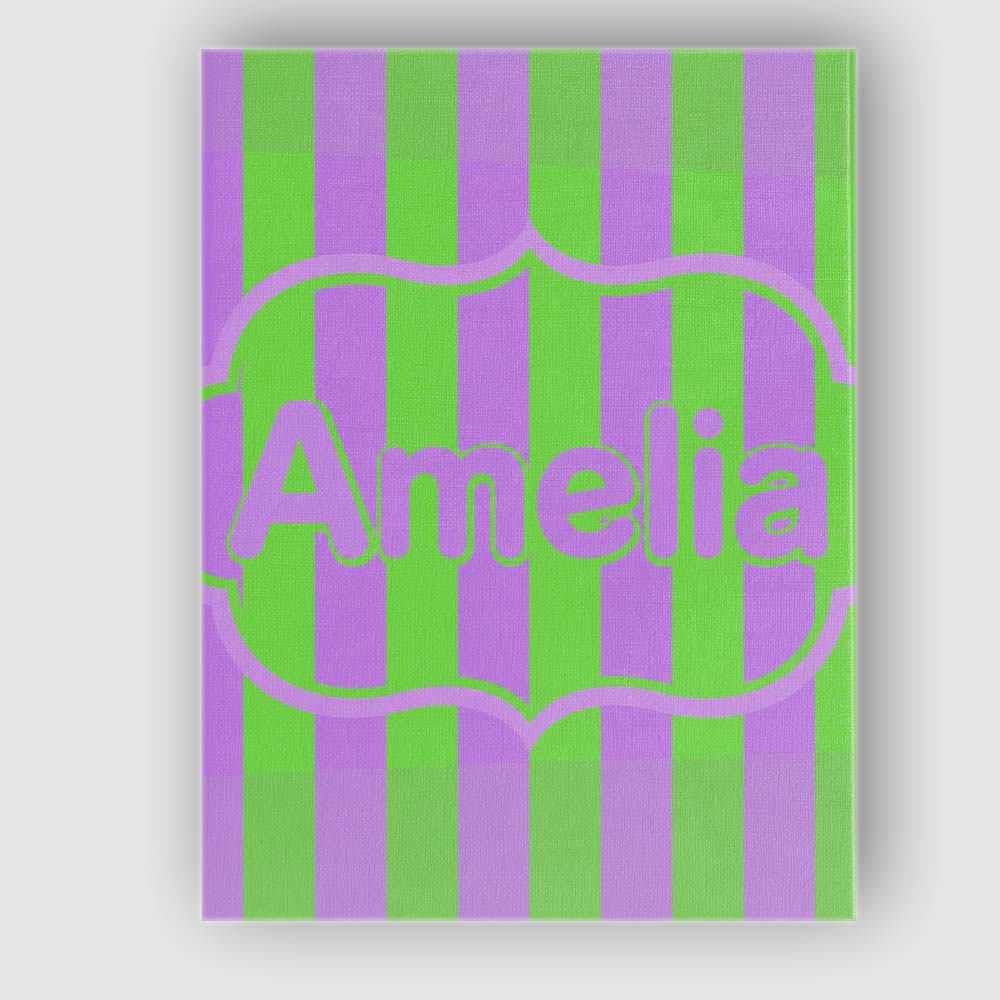 Personalised Name Bold Wavy Purple Green Custom Unique Gift Idea Elegant Feature Canvas Wall Art Print Decor Picture Ready to Hang