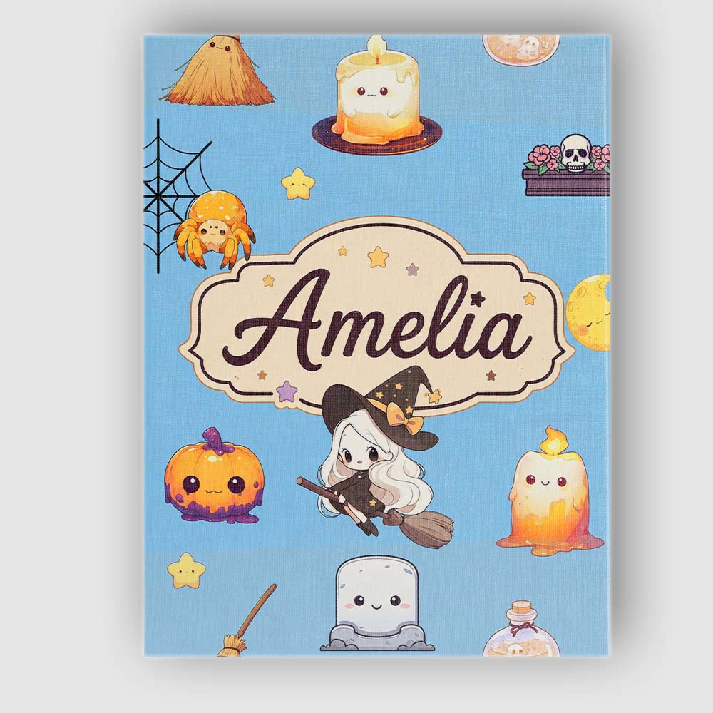 Personalised Name Cute Kawaii Halloween Custom Modern Room Accent Elegant Feature Canvas Wall Art Print Decor Picture Ready to Hang