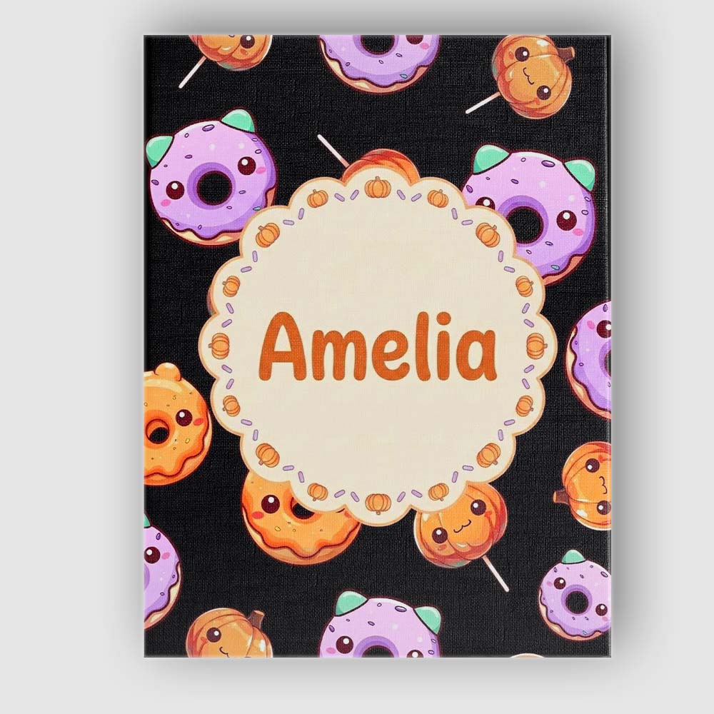 Personalised Name Cute Halloween Donuts Custom Modern Room Accent Elegant Feature Canvas Wall Art Print Decor Picture Ready to Hang