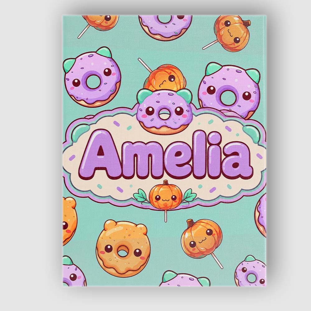 Personalised Name Cute Halloween Donuts Custom Modern Room Accent Elegant Feature Canvas Wall Art Print Decor Picture Ready to Hang