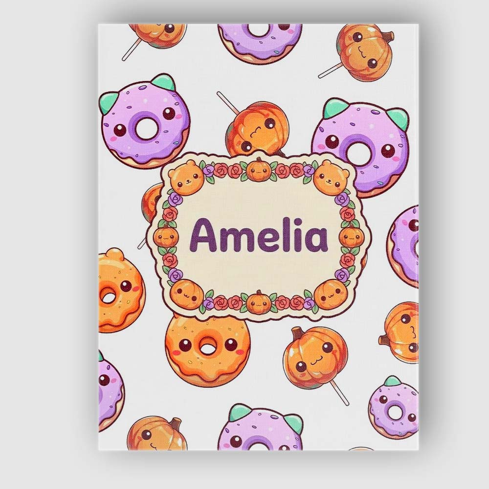 Personalised Name Cute Halloween Donuts Custom Modern Room Accent Elegant Feature Canvas Wall Art Print Decor Picture Ready to Hang