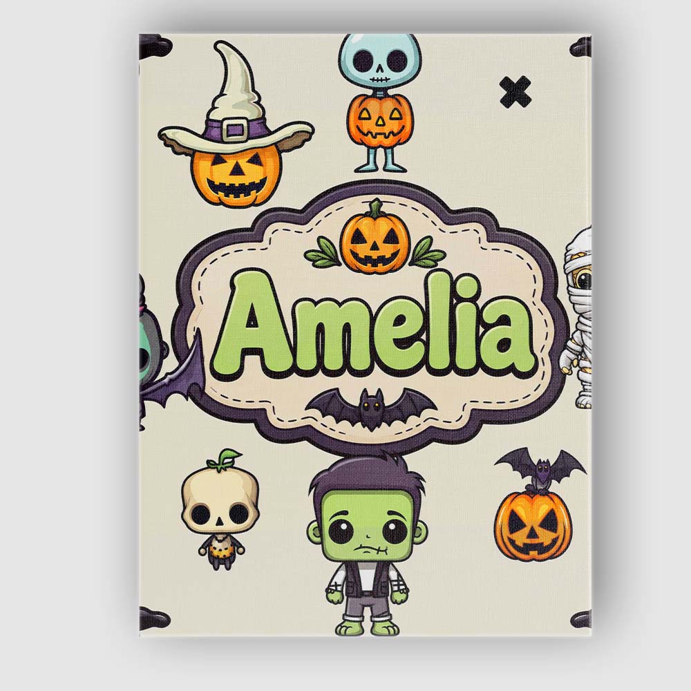 Personalised Name Halloween Character Custom Modern Room Accent Creative Decorator Style Canvas Wall Art Print Decor Picture Ready to Hang