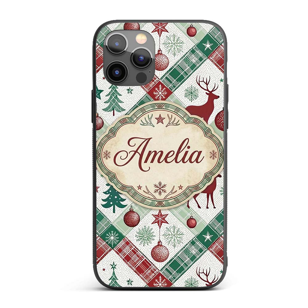 Blue Background Cute Santa Christmas Seamless Custom Name Protective Phone Case Mobile Cover Durable Everyday Smartphone Shock Resistant