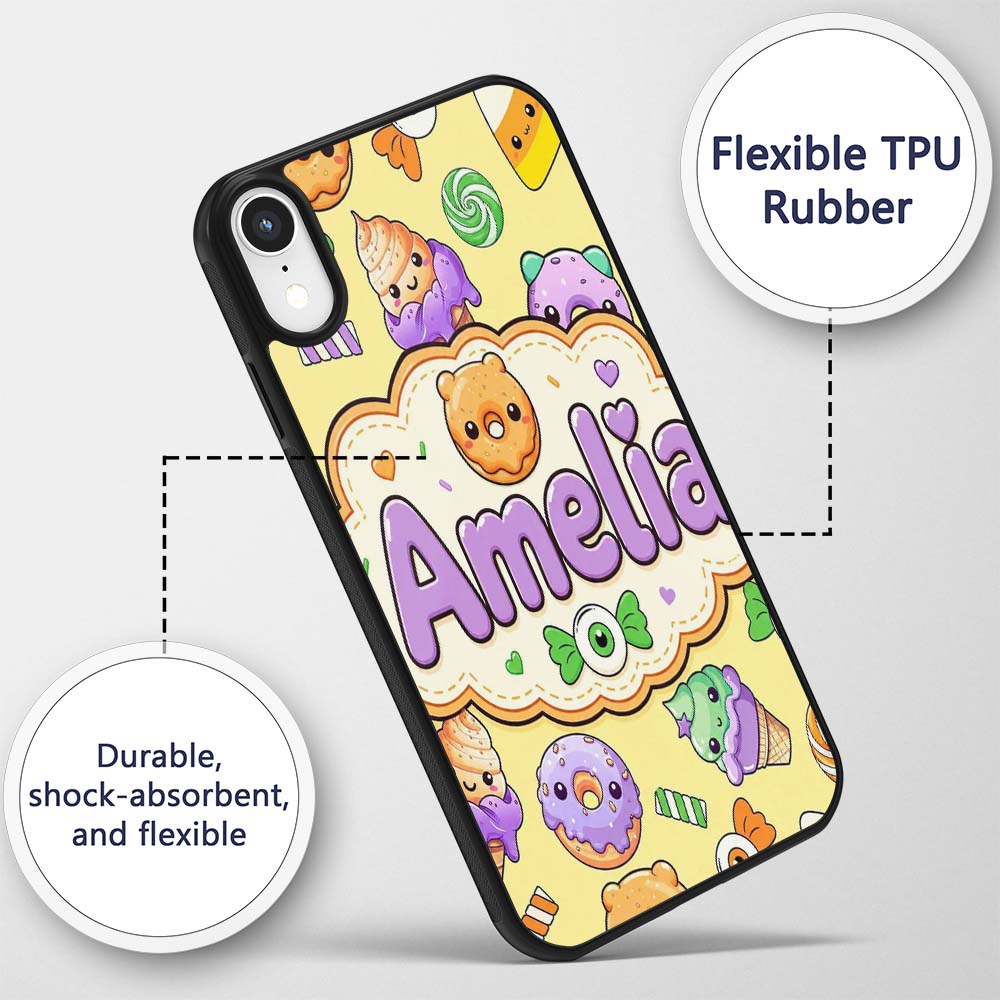 Cute Halloween Donut Candy Eyeball Ice Cream Custom Name Protective Phone Case Mobile Cover Durable Everyday Smartphone Shock Resistant
