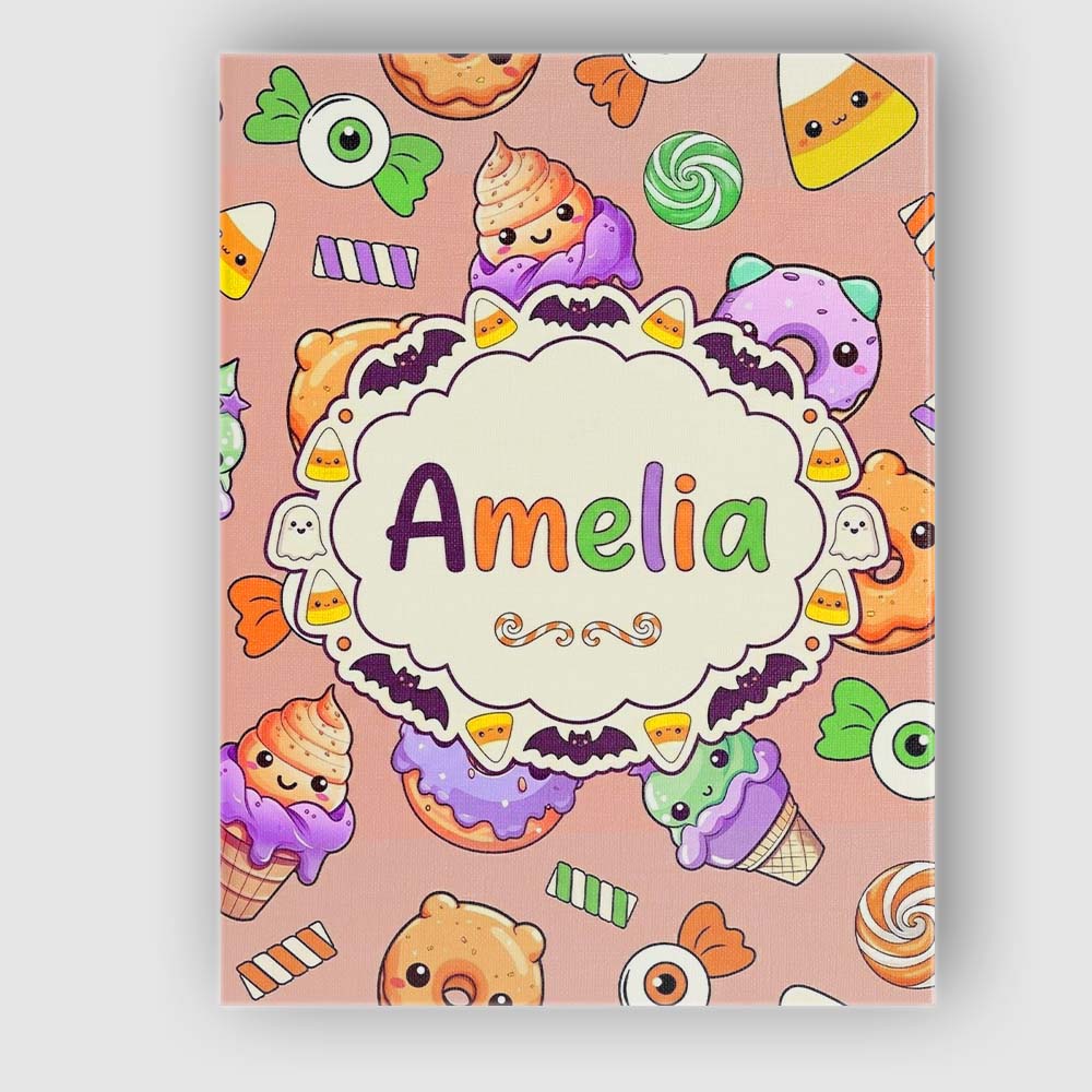 Personalised Name Cute Halloween Donuts Custom Modern Room Accent Elegant Feature Canvas Wall Art Print Decor Picture Ready to Hang