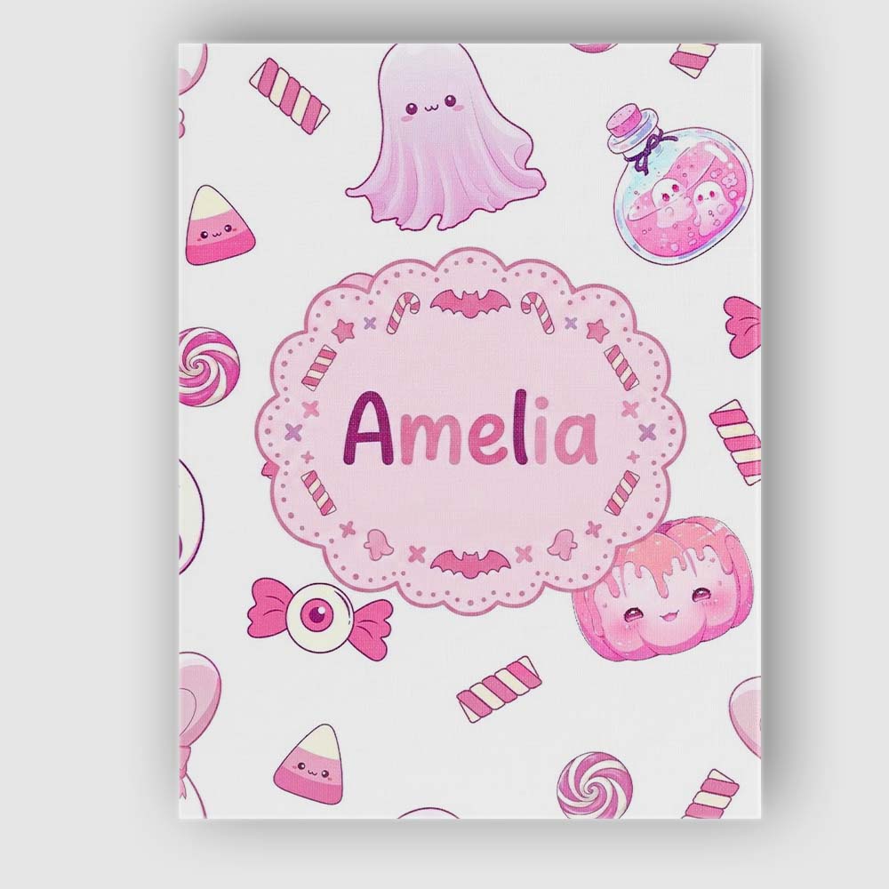 Personalised Name Cute Kawaii Halloween Custom Modern Room Accent Elegant Feature Canvas Wall Art Print Decor Picture Ready to Hang