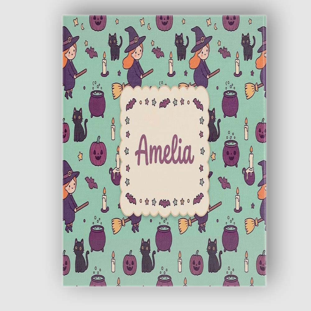 Personalised Name Cute Kawaii Witch Spider Custom Unique Gift Idea Elegant Feature Canvas Wall Art Print Decor Picture Ready to Hang